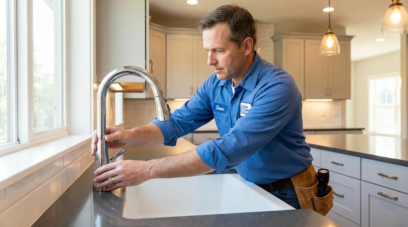 Kitchen faucet installation by Johns Plumbing LLC in North Bennington