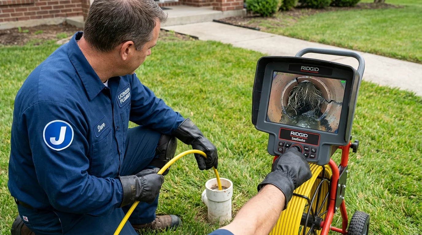 Sewer camera inspection being performed by Johns Plumbing LLC in North Bennington